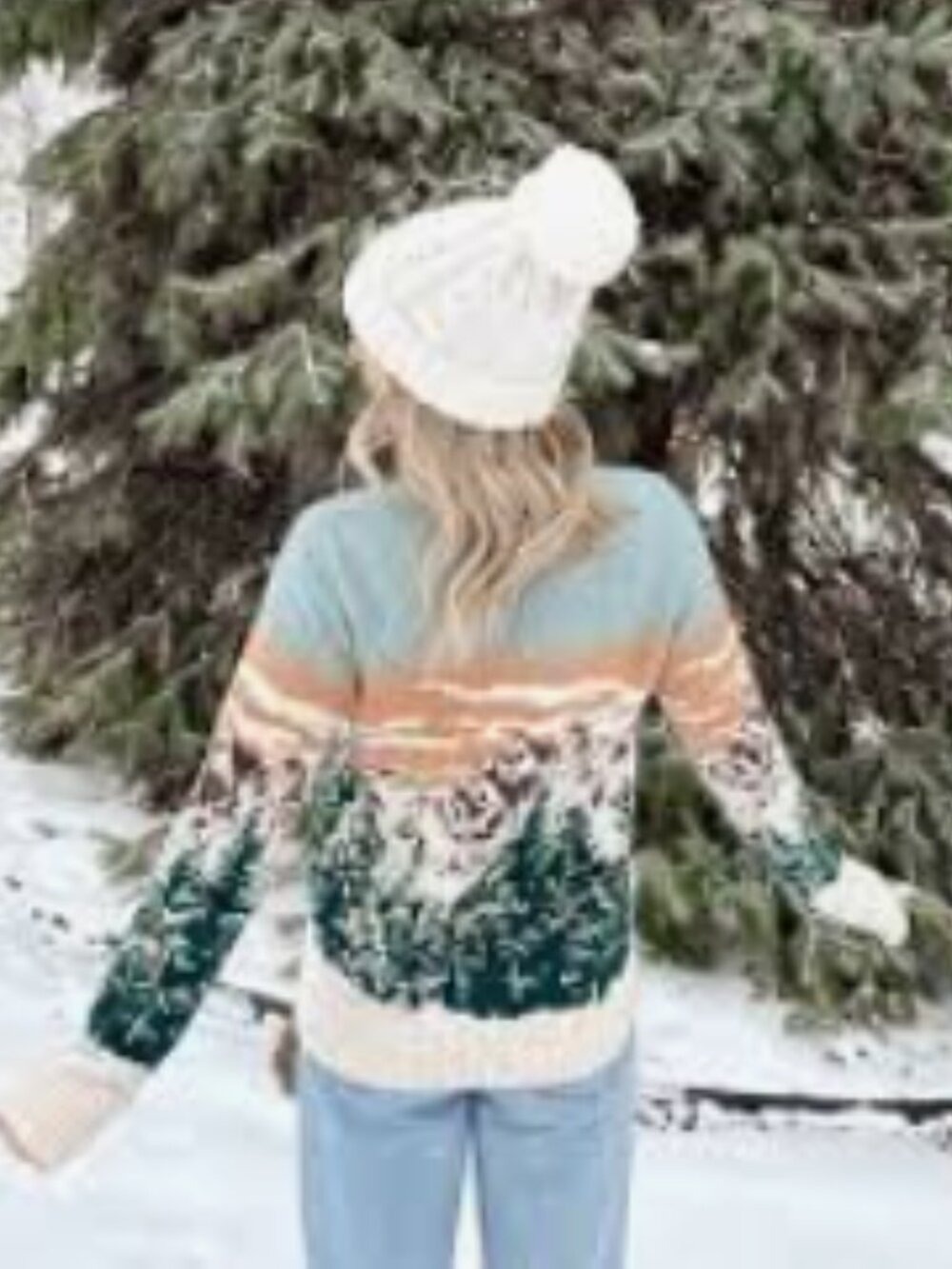 Old Navy SoSoft Crew Neck Unisex Size S Mountain Scene Chunky Pullover Cabincore